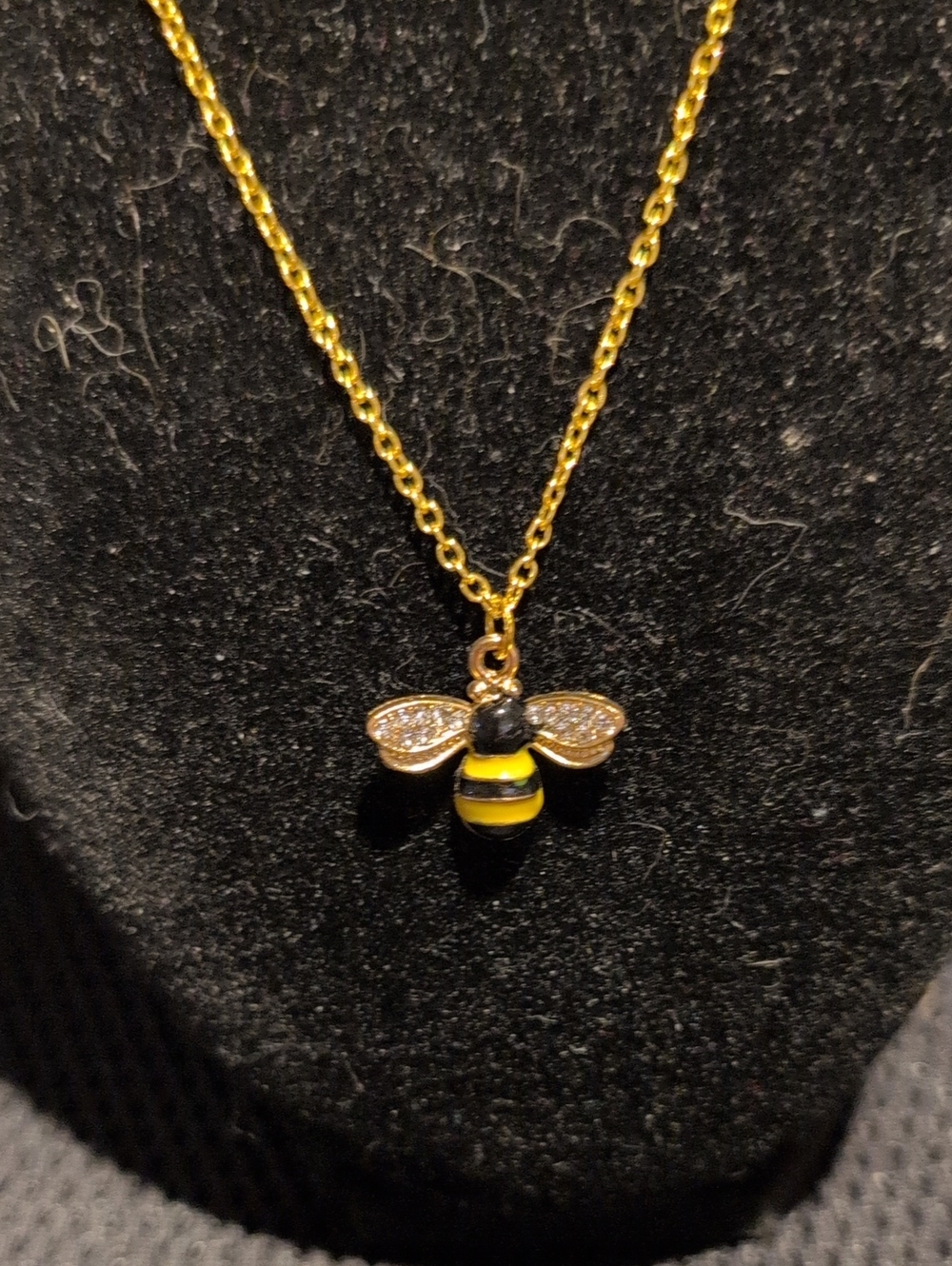 Gold Stainless Steel Bee Pendant Necklace